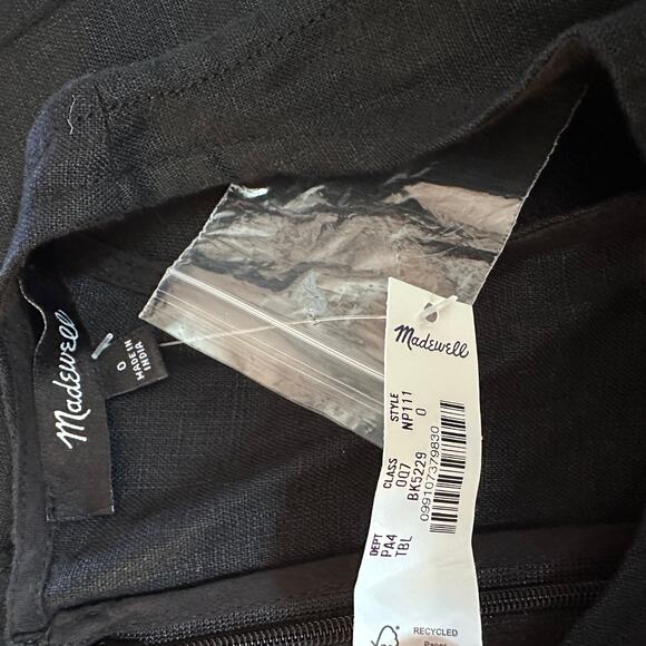 madewell seamed wide-leg jumpsuit in 100% linen true black np111 women size 0 - Picture 5 of 6